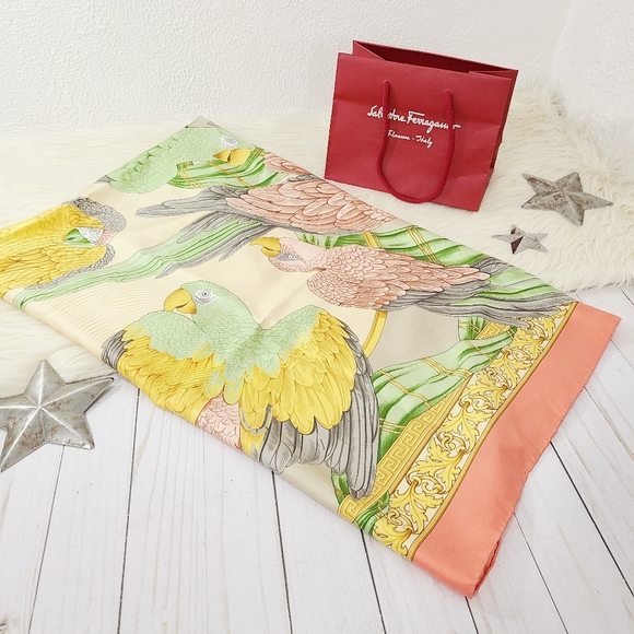 Salvatore Ferragamo Accessories - Salvatore Ferragamo vintage scarf tropical parrots
